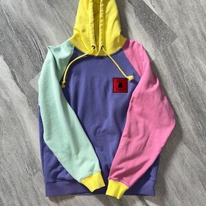 Teddy Fresh Ted Color Block Graphic Hoodie Sweatshirt Purple Pastel Men's Medium